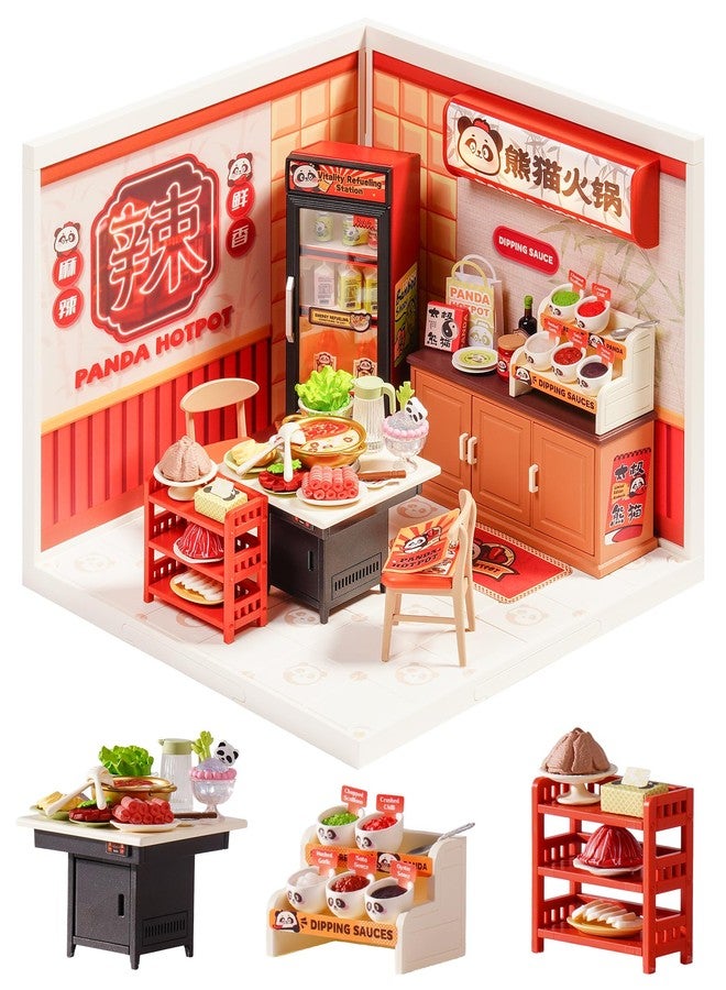 Rolife Super Creator Series, DIY Mini Panda Hot Pot Dollhouse House Kit, Bulid Scenary for Action Collectible Figures, Creative Gifts for Women Adults - Image 1